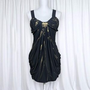 Body Central Black Gold Metallic Going Out Top Y2K 2000s